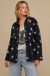 Midnight Rodeo Peplum Denim Shacket - Westly