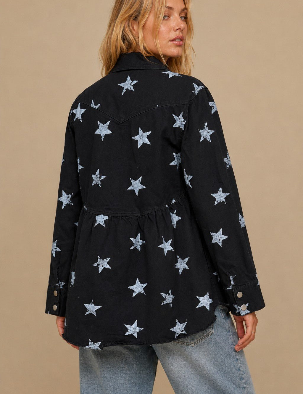 Midnight Rodeo Peplum Denim Shacket - Westly