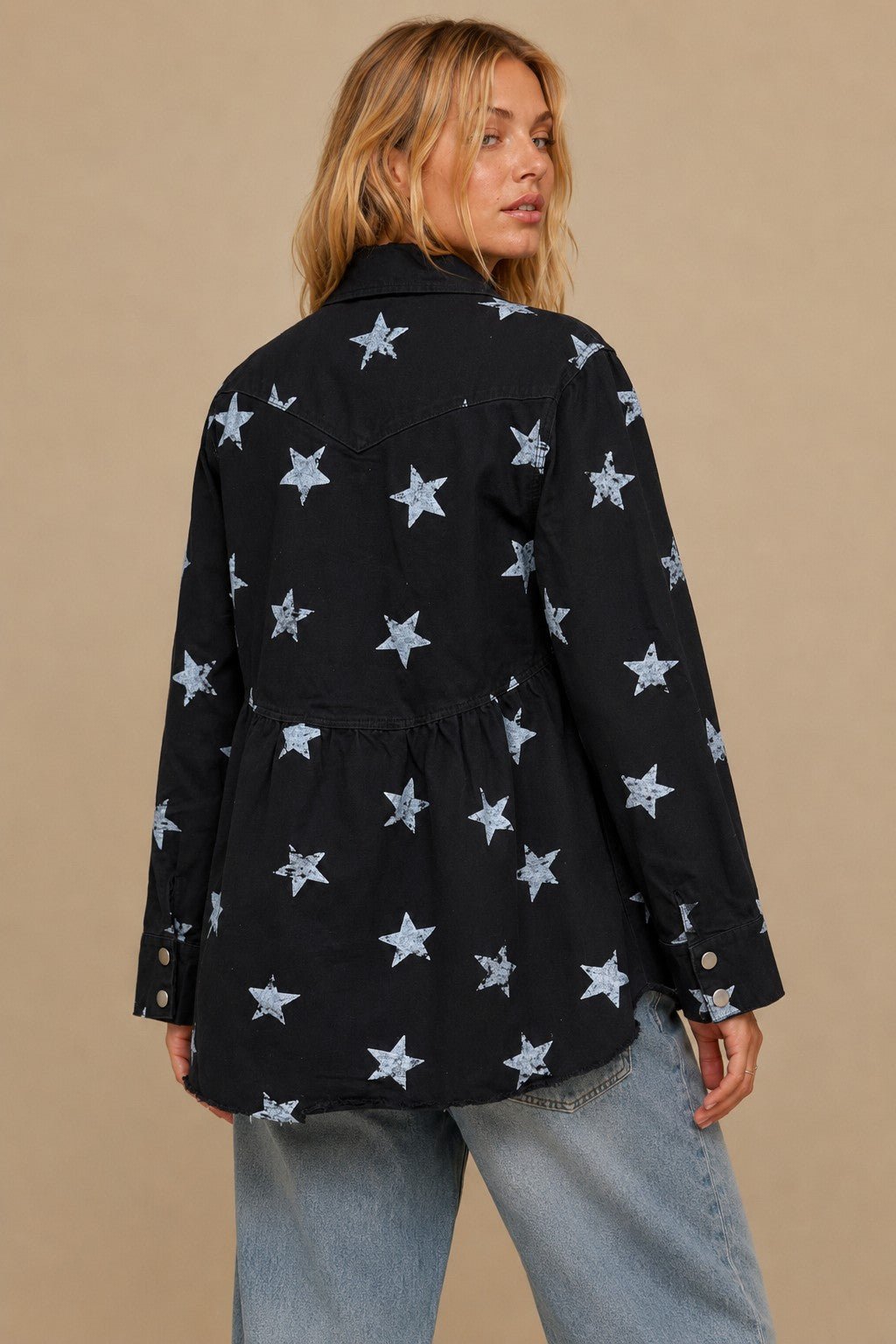 Midnight Rodeo Peplum Denim Shacket - Westly
