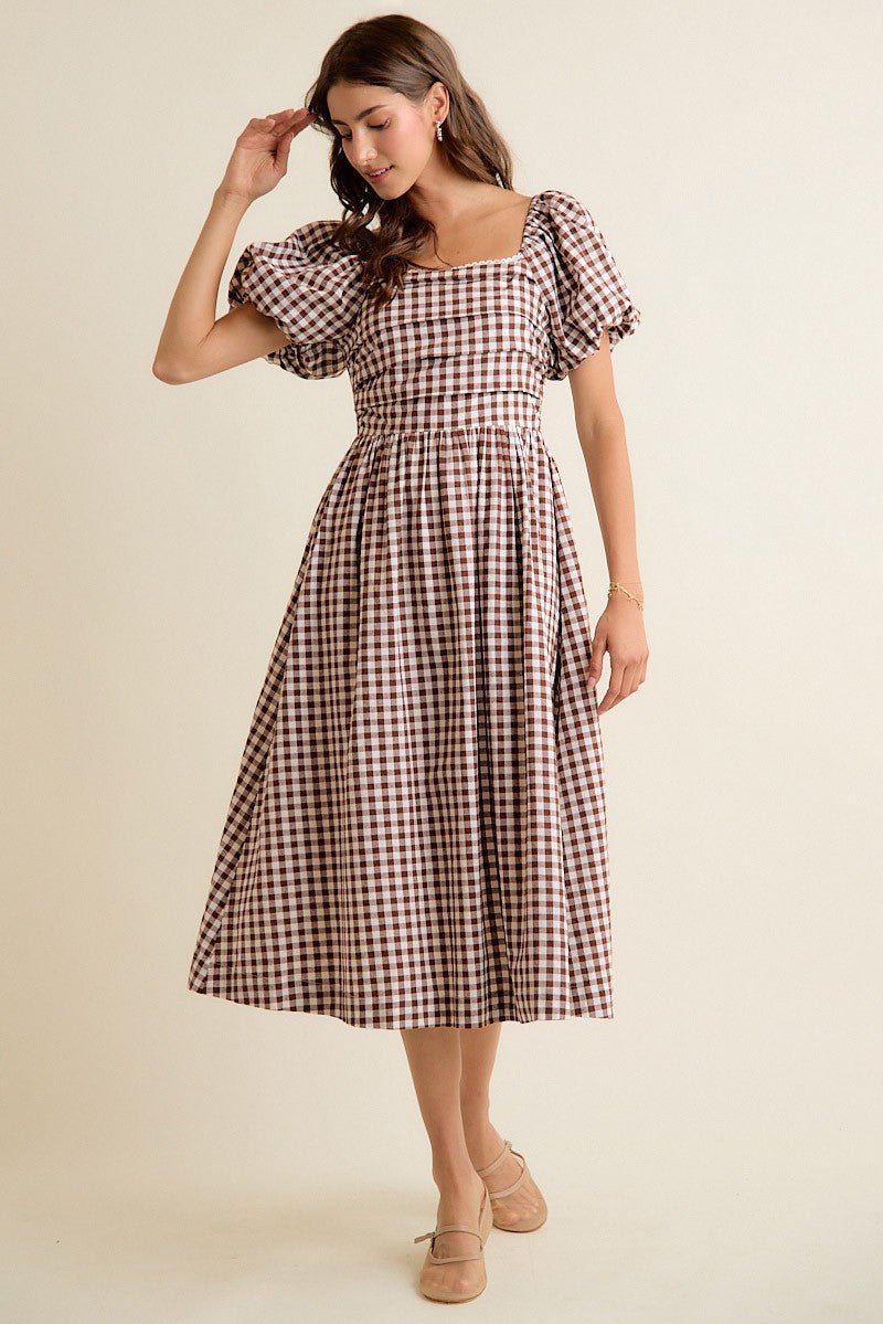 Millicent Lace Trim Gingham Midi Dress - Westly
