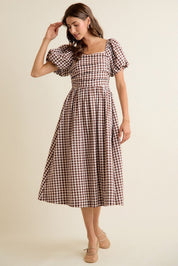 Millicent Lace Trim Gingham Midi Dress - Westly