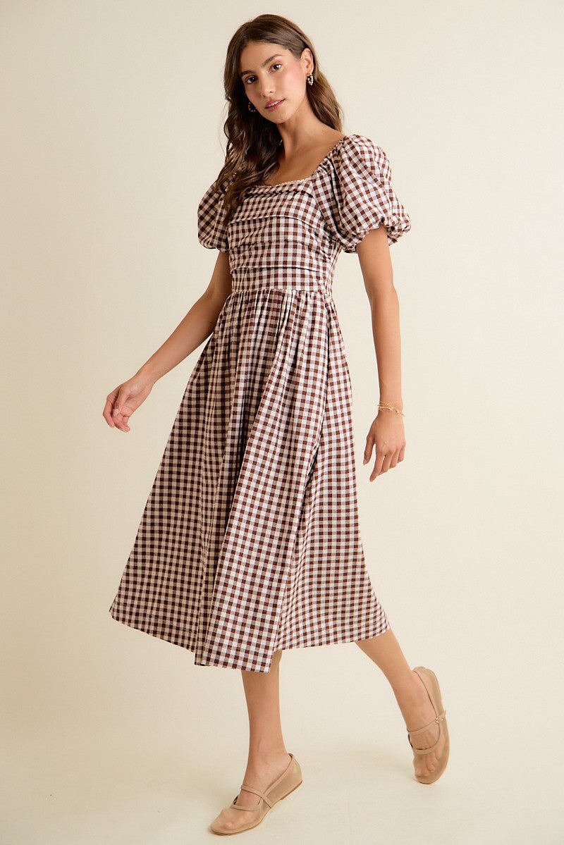 Millicent Lace Trim Gingham Midi Dress - Westly
