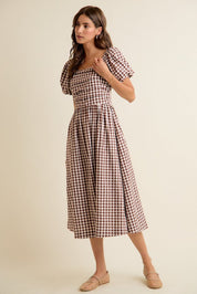 Millicent Lace Trim Gingham Midi Dress - Westly