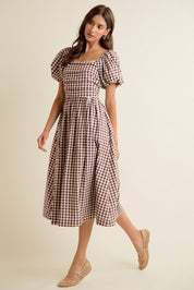 Millicent Lace Trim Gingham Midi Dress - Westly