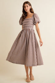 Millicent Lace Trim Gingham Midi Dress - Westly