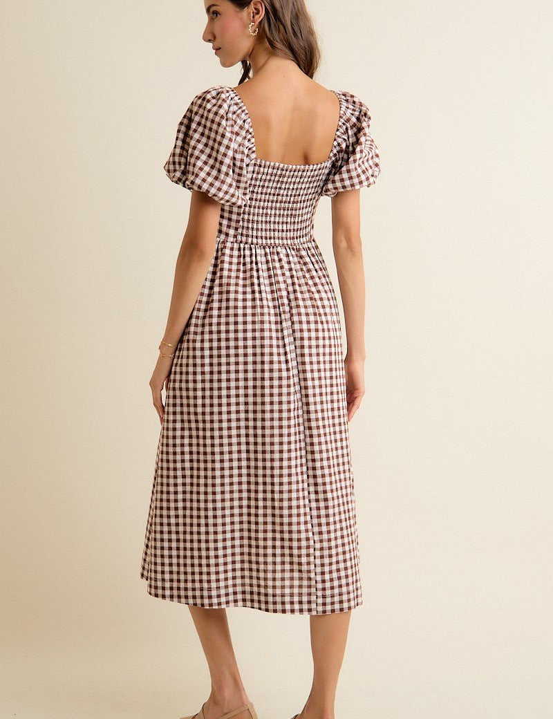 Millicent Lace Trim Gingham Midi Dress - Westly