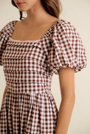 Millicent Lace Trim Gingham Midi Dress - Westly