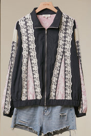 Milo Lace Accent Knit Zip Cardigan - Westly