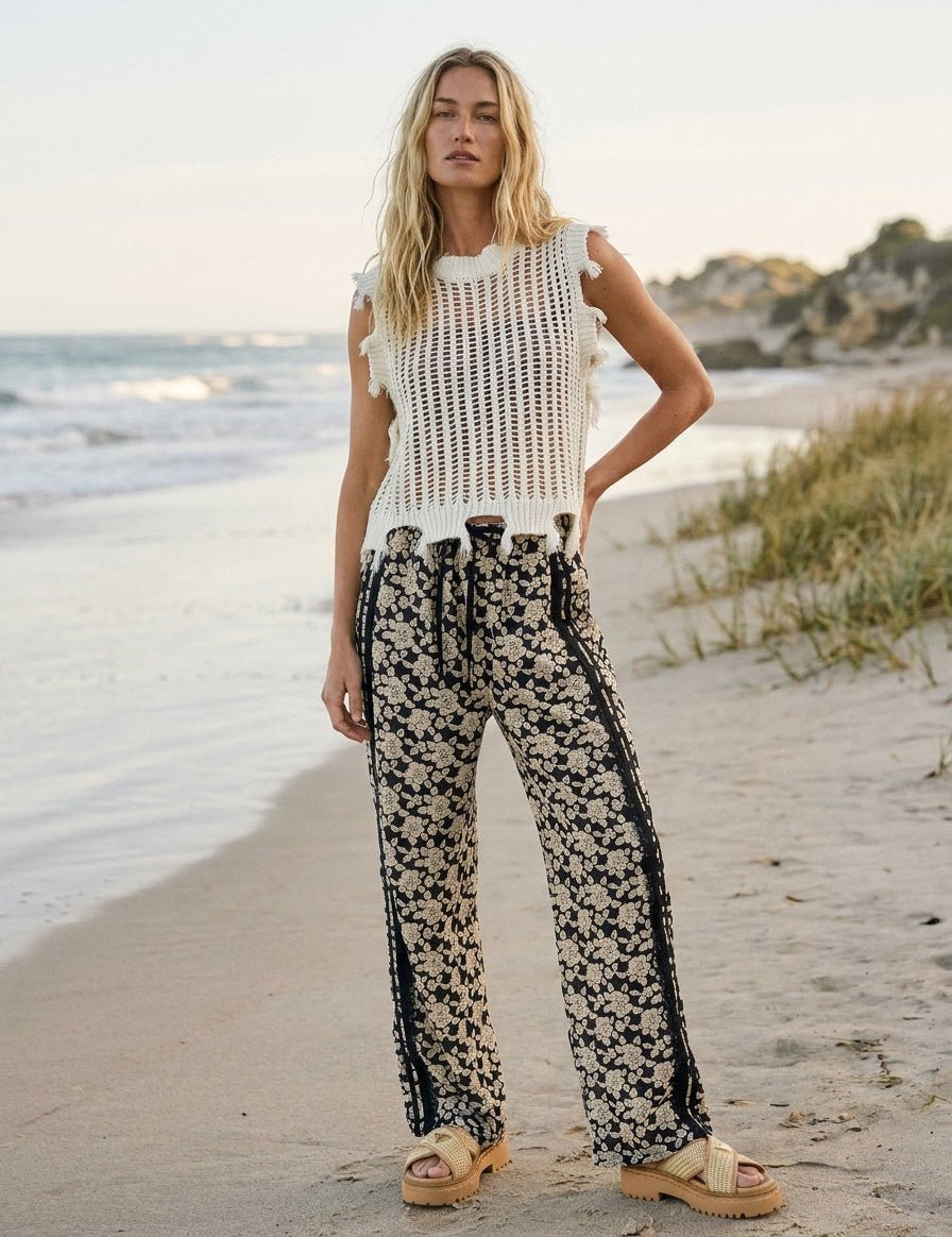 Mira Distressed Crochet Sweater Vest - Westly