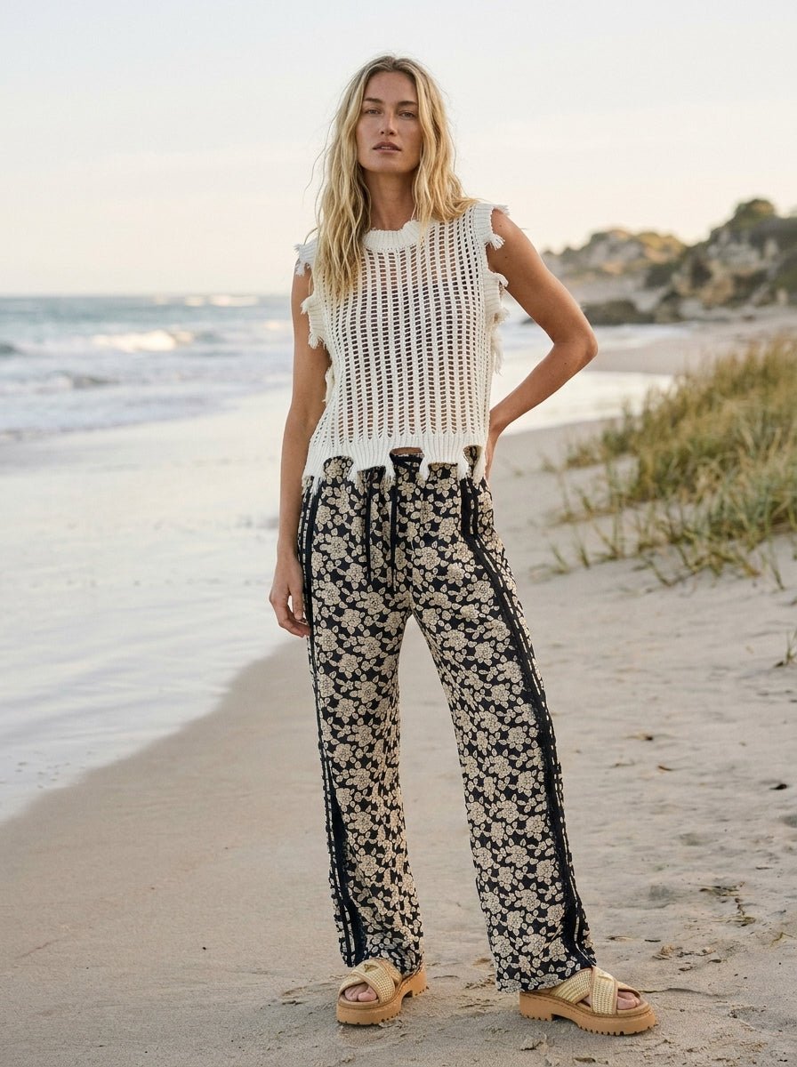 Mira Distressed Crochet Sweater Vest - Westly