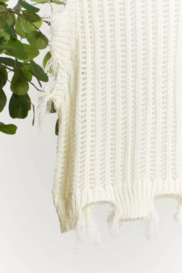 Mira Distressed Crochet Sweater Vest - Westly