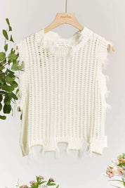 Mira Distressed Crochet Sweater Vest - Westly