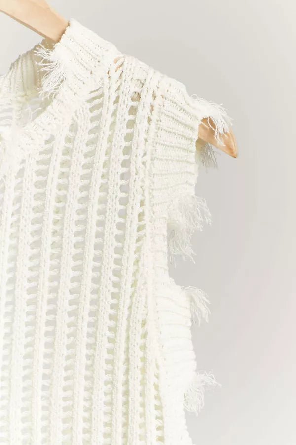 Mira Distressed Crochet Sweater Vest - Westly