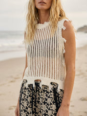 Mira Distressed Crochet Sweater Vest - Westly