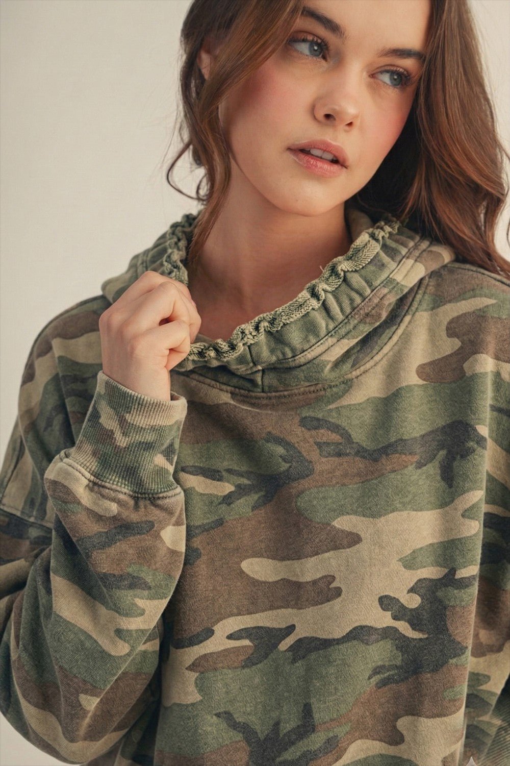 Mirabelle Camo Oversized French Cotton Terry Hoodie - Westly