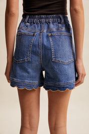 Miramar Scalloped Denim Shorts - Westly