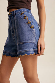 Miramar Scalloped Denim Shorts - Westly