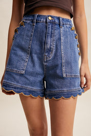 Miramar Scalloped Denim Shorts - Westly
