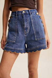Miramar Scalloped Denim Shorts - Westly