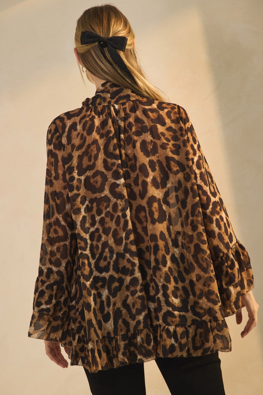 Mirelle Leopard Ruffle Blouse - Brown Leopard