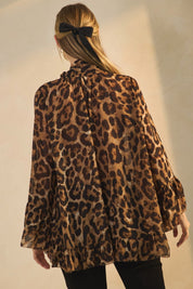 Mirelle Leopard Ruffle Blouse - Brown Leopard