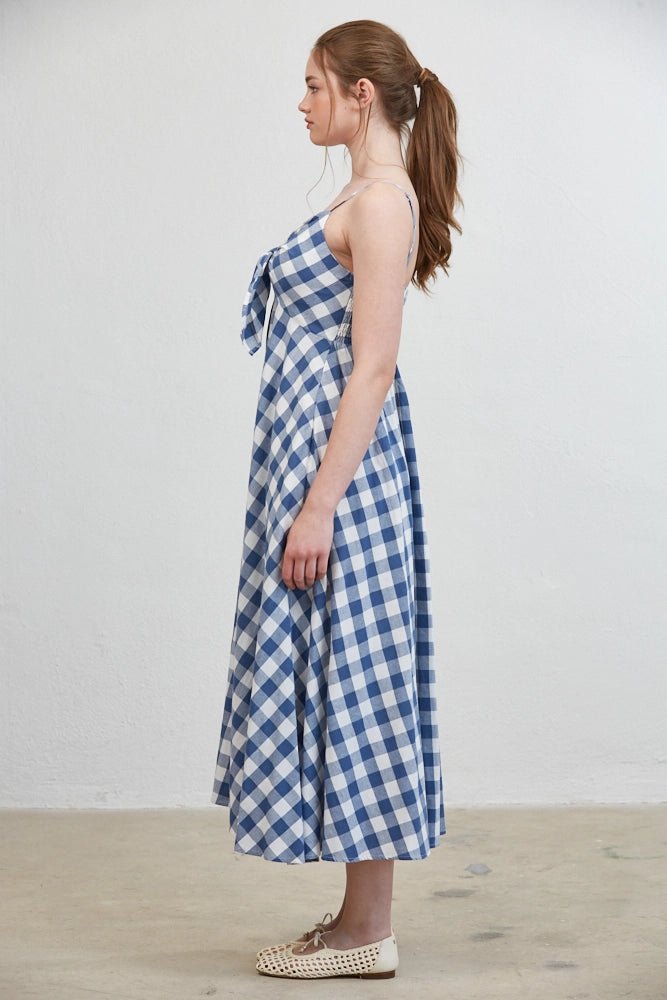 Misha Tie - Front Gingham Midi Dress - Westly