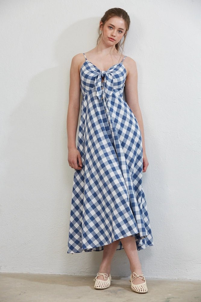 Misha Tie - Front Gingham Midi Dress - Westly