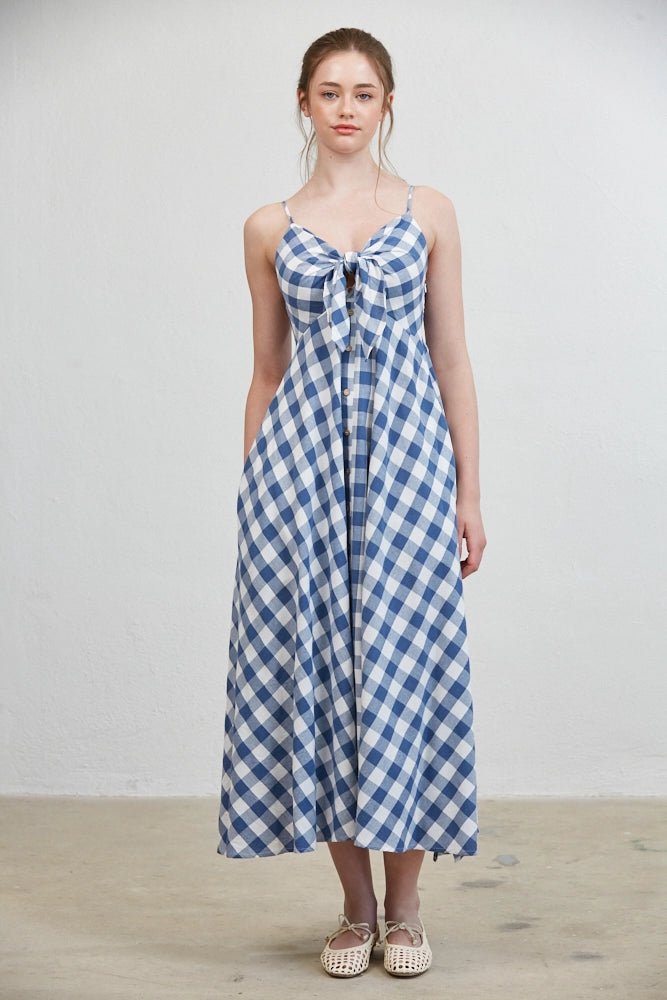 Misha Tie - Front Gingham Midi Dress - Westly
