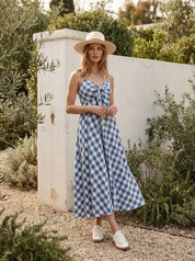 Misha Tie - Front Gingham Midi Dress - Westly