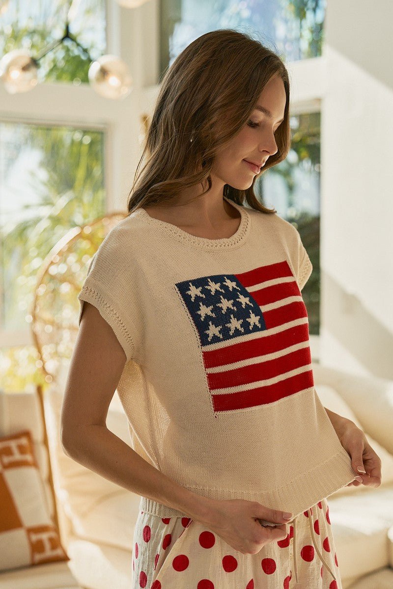 Miss Americana American Flag Knit Pullover - Westly