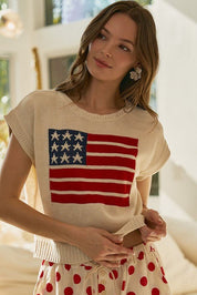 Miss Americana American Flag Knit Pullover - Westly