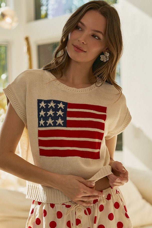 Miss Americana American Flag Knit Pullover - Westly