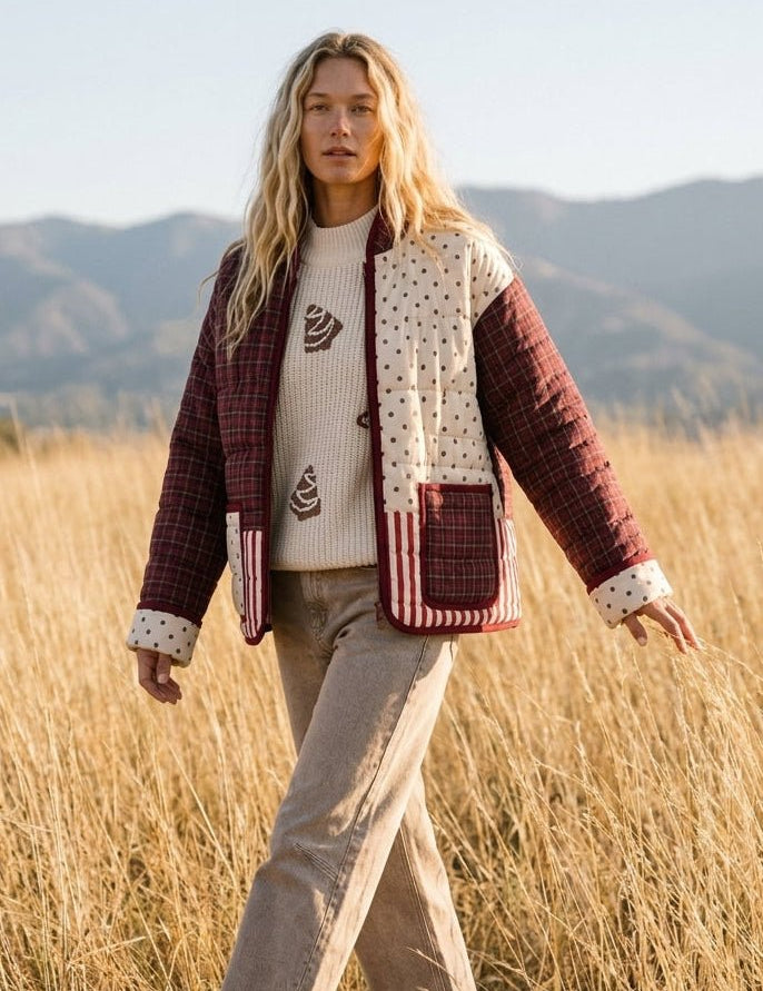 Mix & Mingle Patchwork Quilted Puffer Jacket - Westly