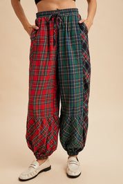Mix Tape Mixed Plaid Balloon Pants - Westly