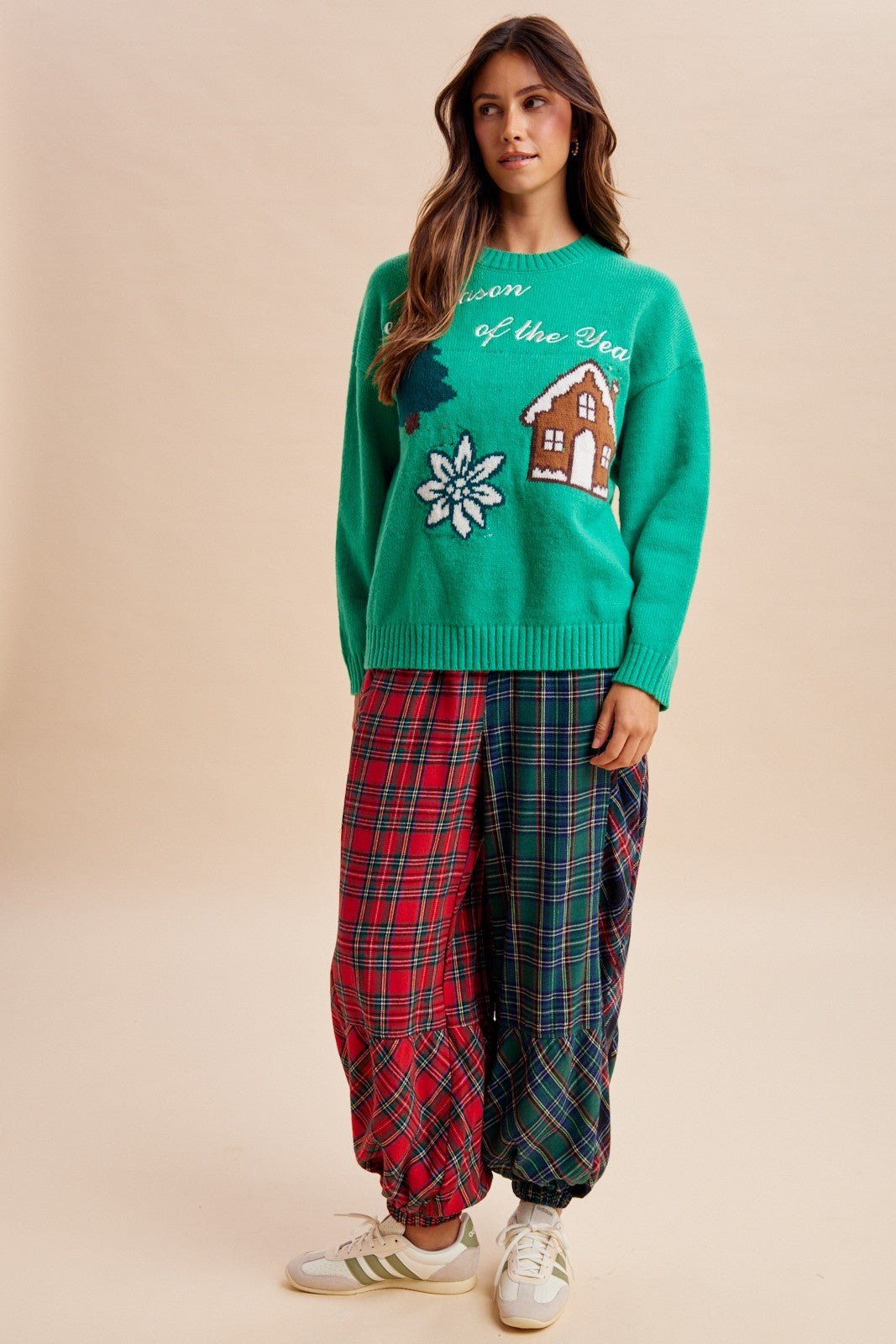 Mix Tape Mixed Plaid Balloon Pants - Westly