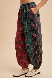 Mix Tape Mixed Plaid Balloon Pants - Westly