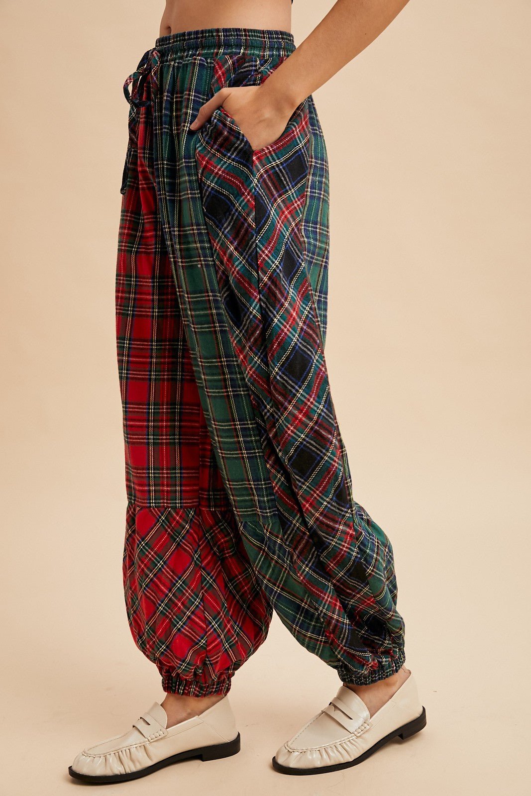 Mix Tape Mixed Plaid Balloon Pants - Westly