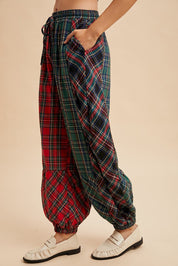 Mix Tape Mixed Plaid Balloon Pants - Westly