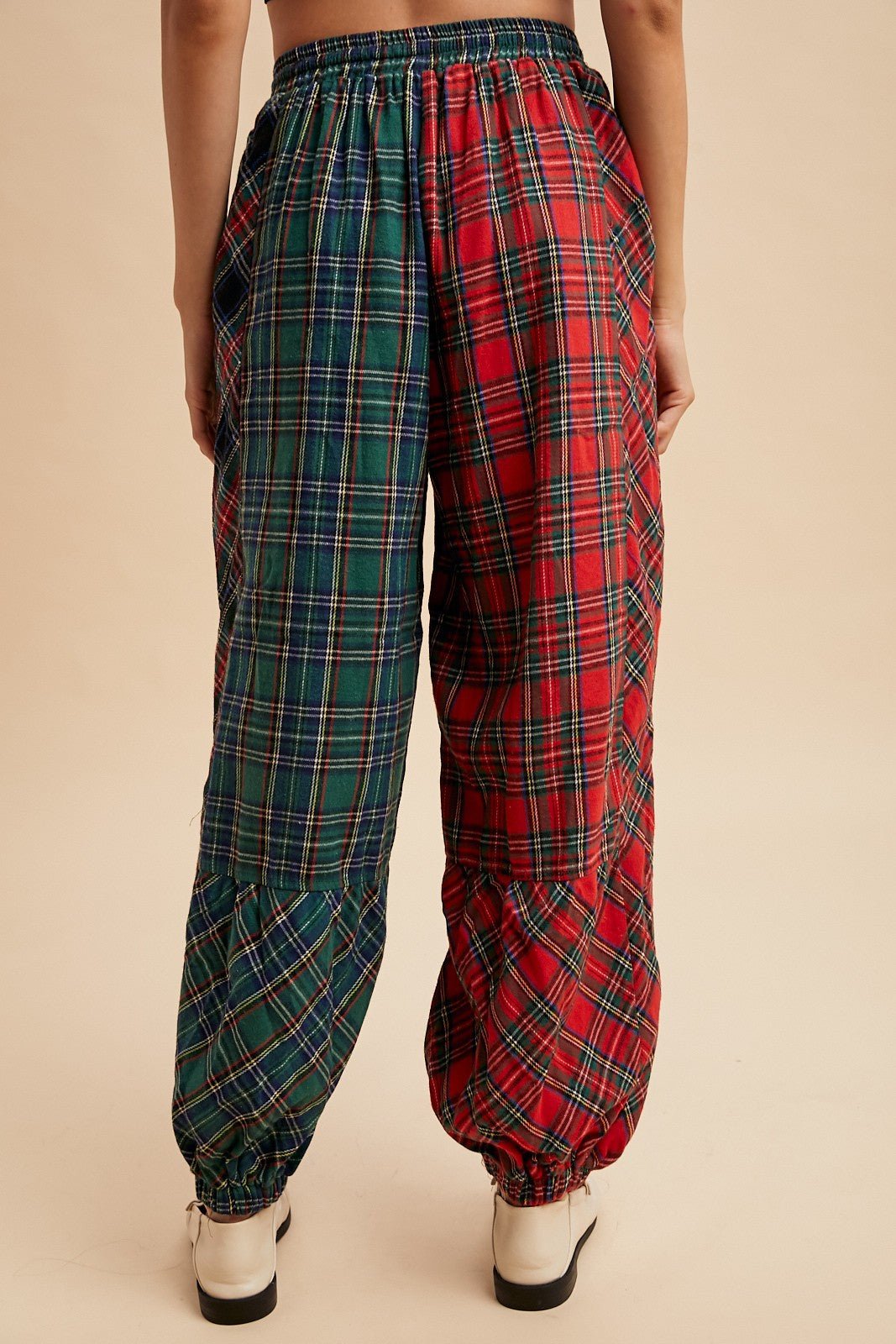 Mix Tape Mixed Plaid Balloon Pants - Westly