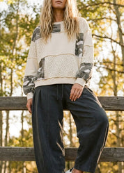 Mixed Signals Multi-Fabric Camo Patchwork Pullover - Westly