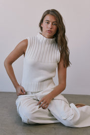 Mockingbird Ribbed Mock Neck Sweater Vest - Westly