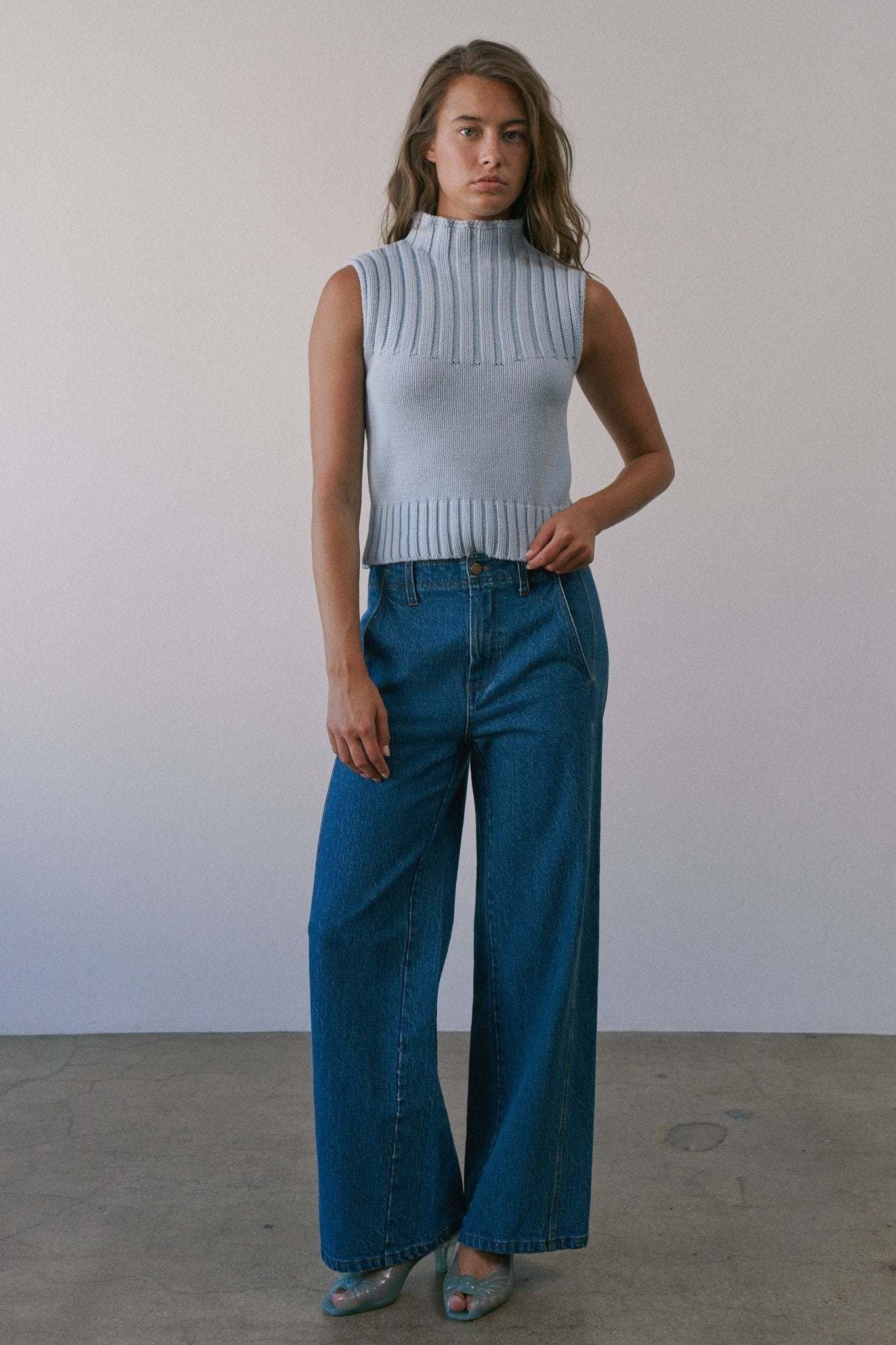 Mockingbird Ribbed Mock Neck Sweater Vest - Westly