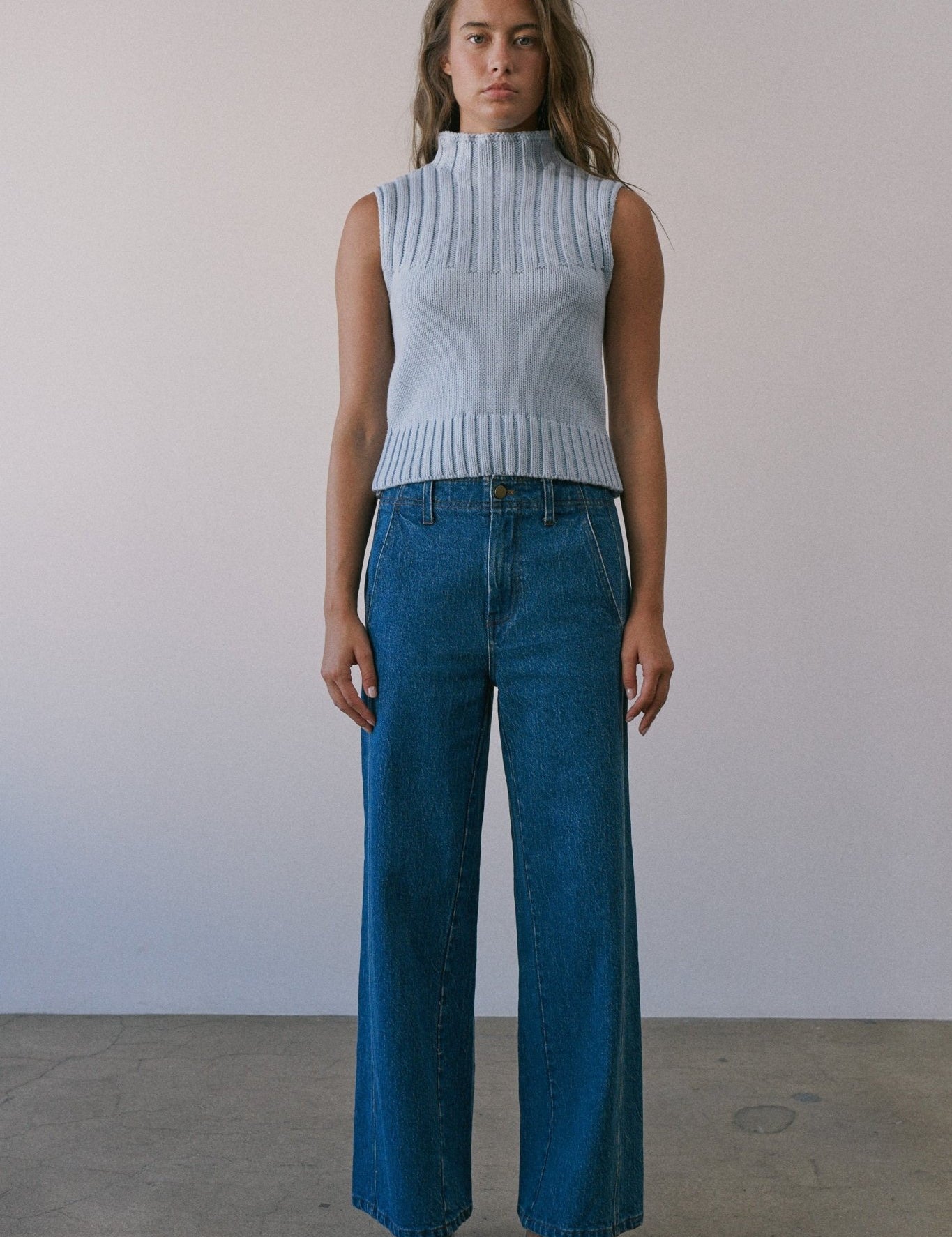 Mockingbird Ribbed Mock Neck Sweater Vest - Westly