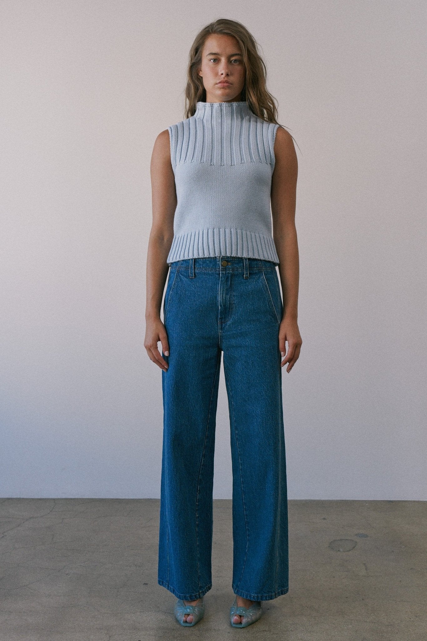 Mockingbird Ribbed Mock Neck Sweater Vest - Westly