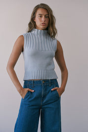 Mockingbird Ribbed Mock Neck Sweater Vest - Westly