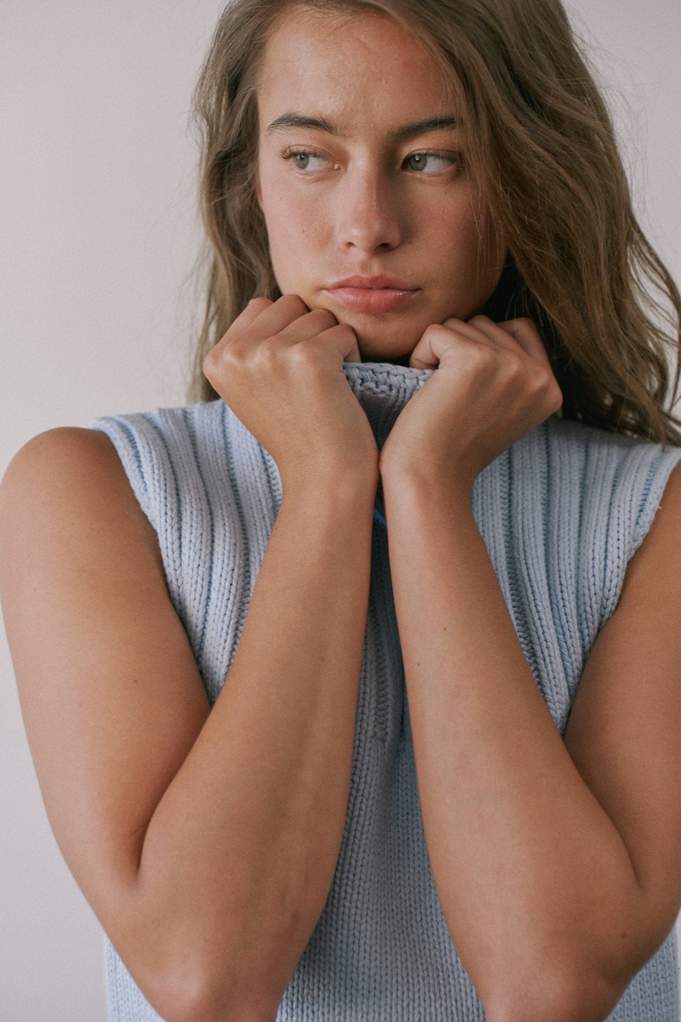 Mockingbird Ribbed Mock Neck Sweater Vest - Westly