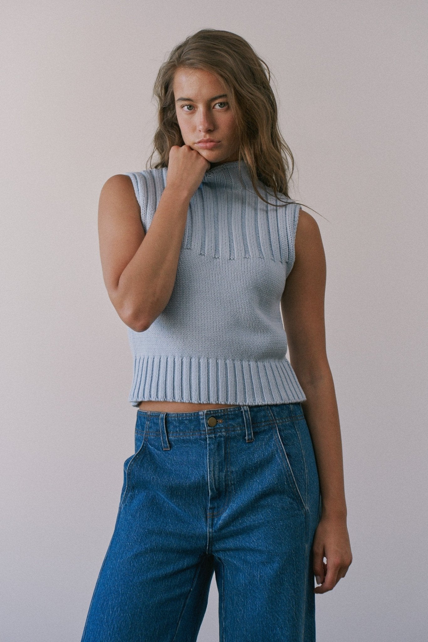 Mockingbird Ribbed Mock Neck Sweater Vest - Westly