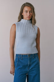 Mockingbird Ribbed Mock Neck Sweater Vest - Westly