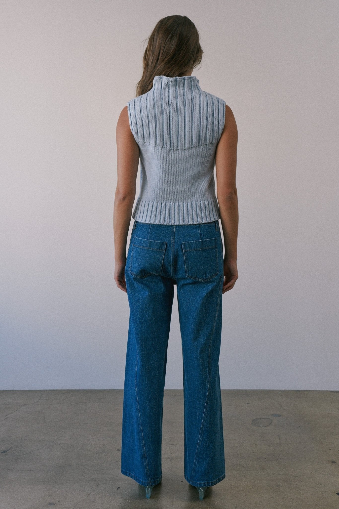Mockingbird Ribbed Mock Neck Sweater Vest - Westly