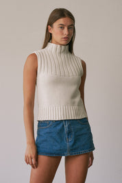 Mockingbird Ribbed Mock Neck Sweater Vest - Westly